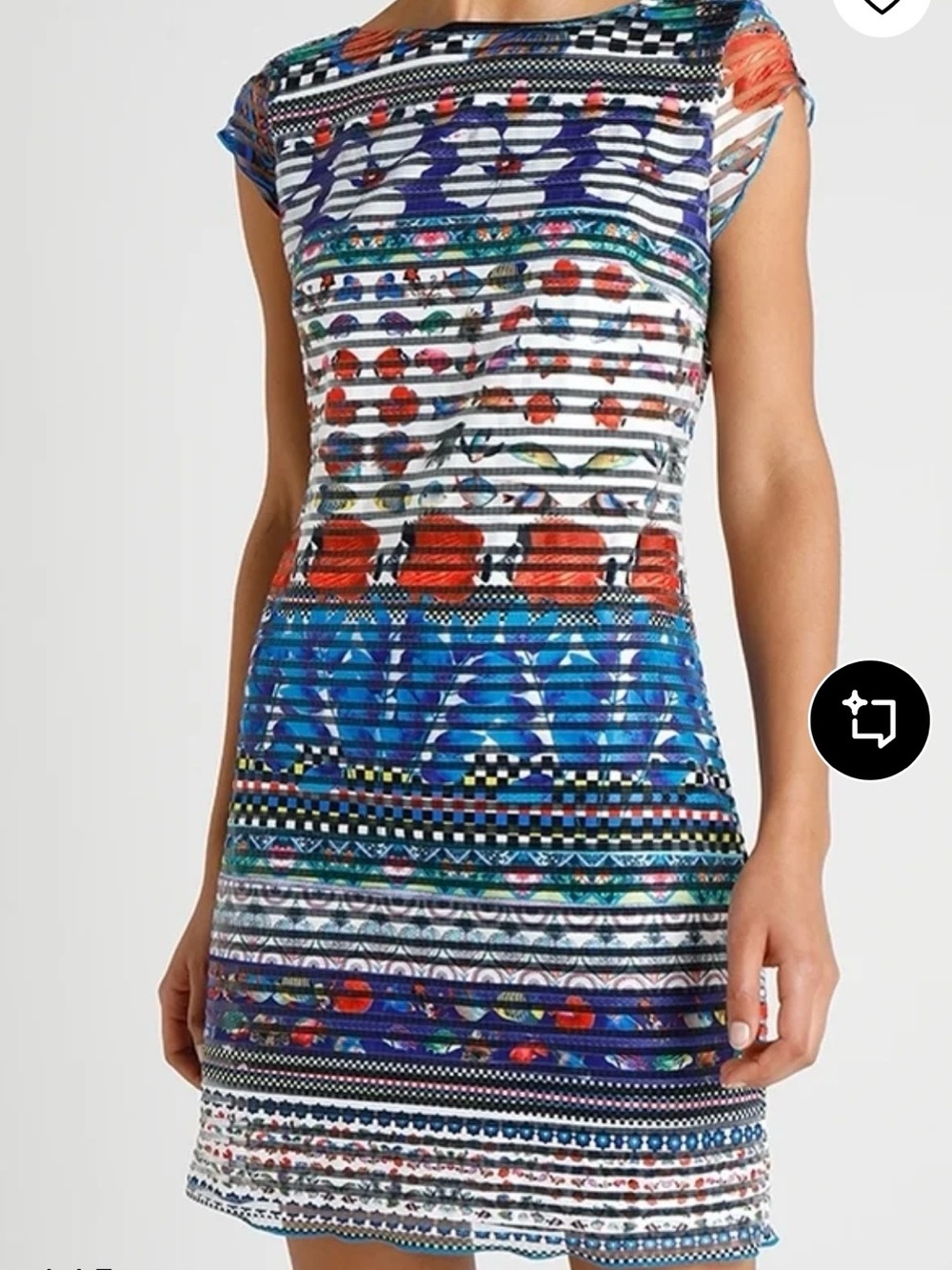 Desigual Multicolor Striped Midi Dress with Blue and Red Accents